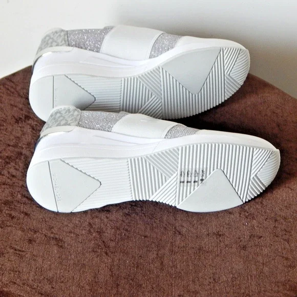 Michael Kors Felix Trainer Silver Rainbow Glitter Wedge Sneaker Shoe 8.5 M NIB - Picture 11 of 11